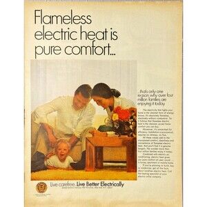 Edison Electric Institute "Flameless Electric Heat Pure Comfort" Print Ad 1970